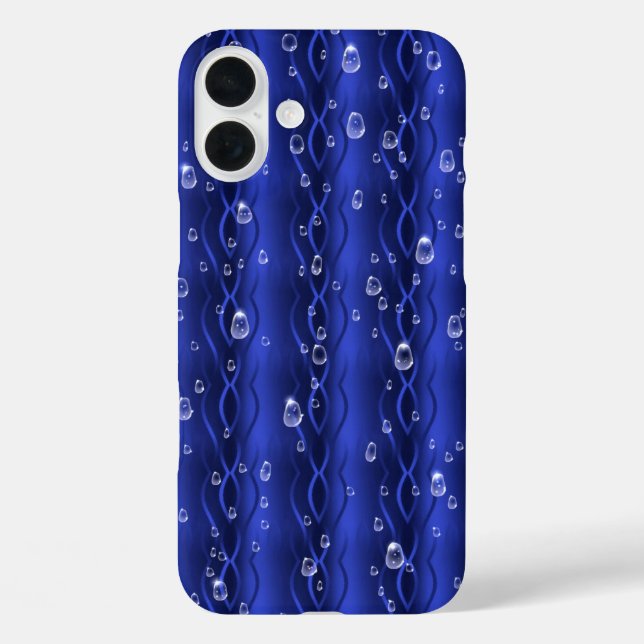 Coques Case-Mate iPhone gouttes de pluie sur le métal bleu (Verso)