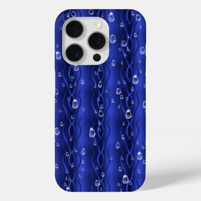 Coques Case-Mate iPhone Gouttes de pluie sur métal bleu (Verso)