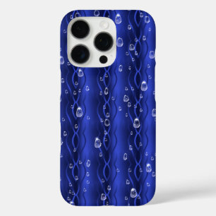 Coque iPhone 16 Pro Gouttes de pluie sur métal bleu