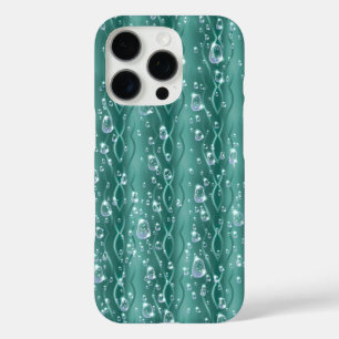 Coque iPhone 16 Pro Gouttes de pluie sur métal vert