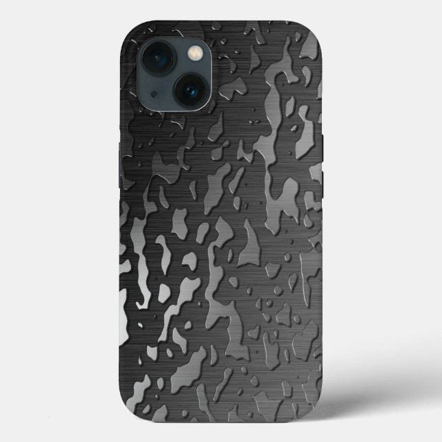 Coques Case-Mate iPhone Gouttes d'Eau sur Métal Sombre Brossé (Verso)