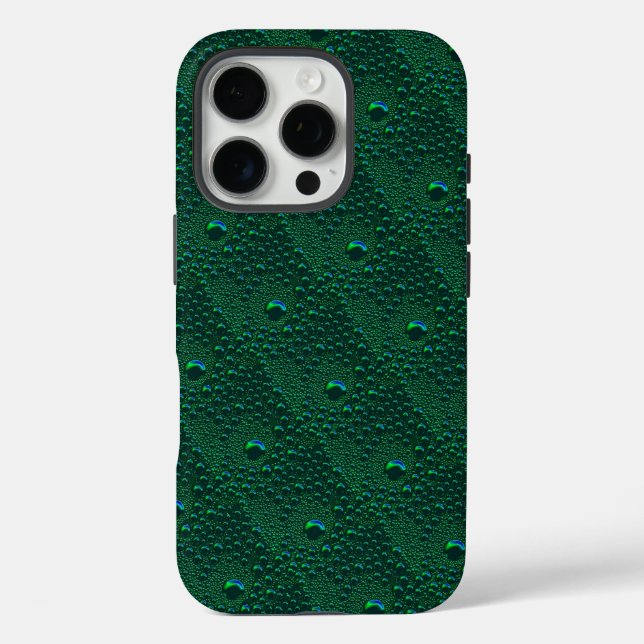 Coques Case-Mate iPhone Gouttes d'eau sur métal vert (Verso)