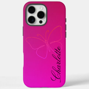 Coque iPhone 16 Pro Max Grace dans une ligne : Papillon Silhouette