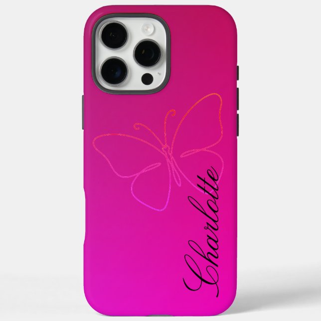 Coques Case-Mate iPhone Grace dans une ligne : Papillon Silhouette (Verso)