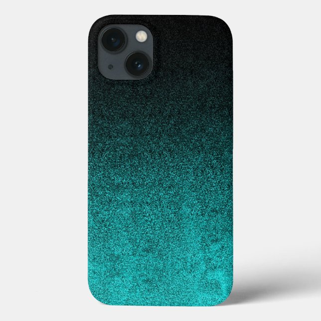 Coques Case-Mate iPhone Gradient Aqua et Parties scintillant noire (Verso)