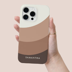 Coque Case-Mate iPhone Gradient Brown personnalisé Nom moderne Chic Retro