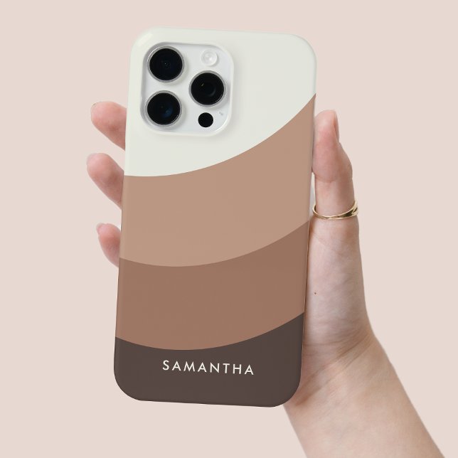 Coques Case-Mate iPhone Gradient Brown personnalisé Nom moderne Chic Retro (Créateur téléchargé)