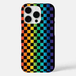 Coque iPhone 16 Pro Gradient LGBTQ À damiers Rainbow Pride
