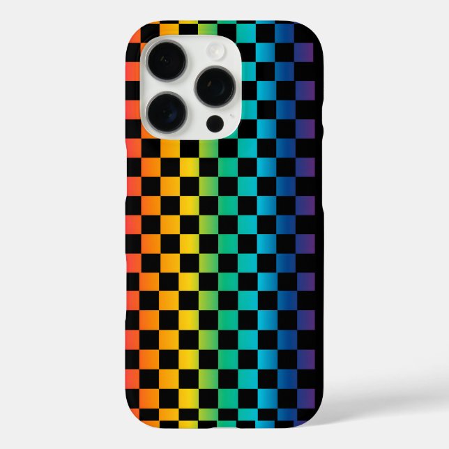 Coques Case-Mate iPhone Gradient LGBTQ À damiers Rainbow Pride (Verso)