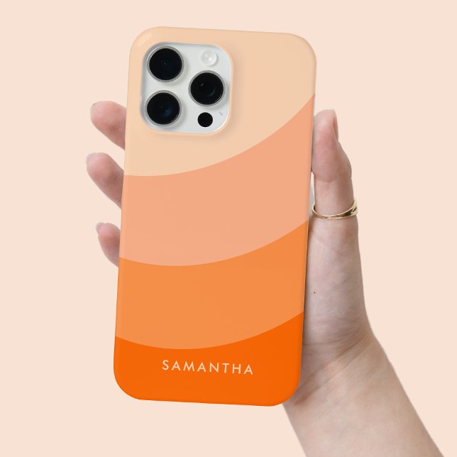 Coques Case-Mate iPhone Gradient orange personnalisé Nom moderne brillant (Créateur téléchargé)