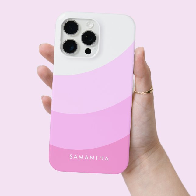 Coques Case-Mate iPhone Gradient rose personnalisé Nom moderne mignon fill (Personalized Pink Gradient Modern Name Cute Girly Case-Mate iPhone Case)
