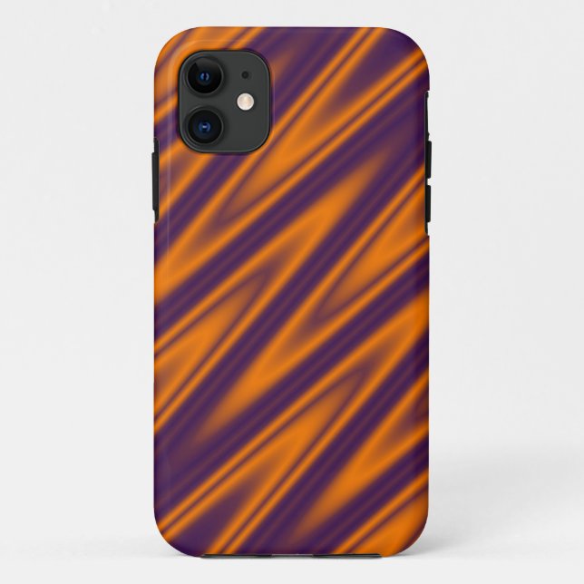 Coques Case-Mate iPhone Gradients de couleur ZigZag Stripes - violet orang (Dos)