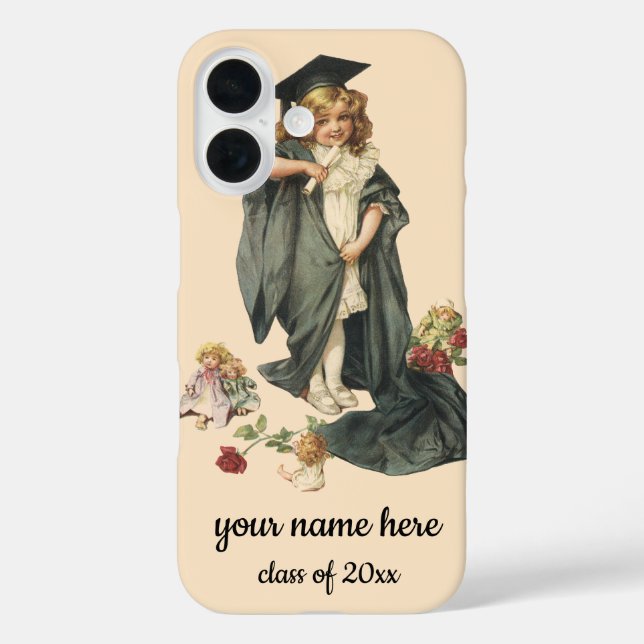 Coques Case-Mate iPhone Graduation vintage, Fille portant un Casquette et  (Verso)