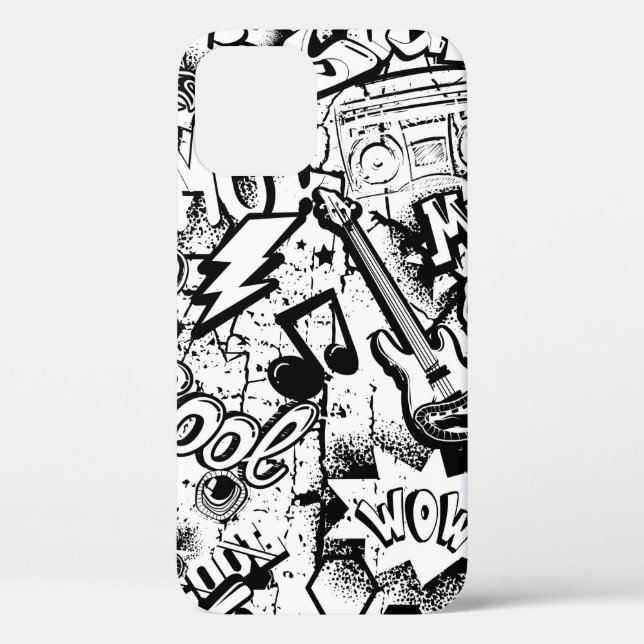 Coques Case-Mate iPhone Graffiti Abstrait en noir et blanc  (Verso)