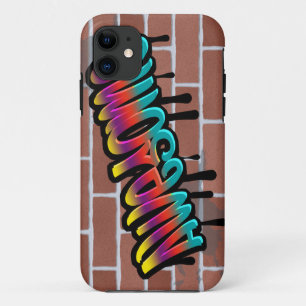 Coque iPhone 11 graffiti art génial sur mur de briques
