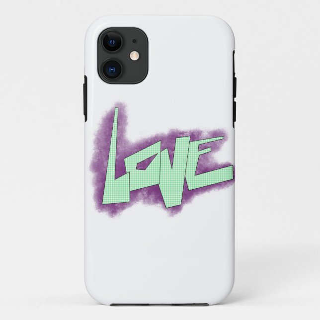 Coques Case-Mate iPhone graffiti d'amour violet vert menthe typographie po (Dos)