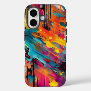 Coque Pour iPhone 16 Graffiti éclaboussé de chaos vif