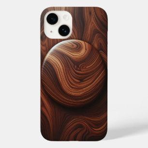 Coque Case-Mate iPhone Grain de bois de noyer poli de luxe abstrait circu