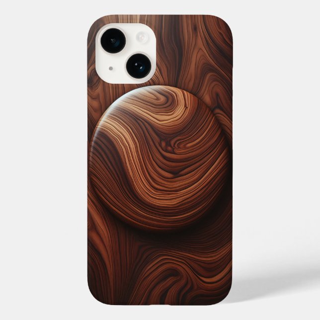 Coques Case-Mate iPhone Grain de bois de noyer poli de luxe abstrait circu (Verso)