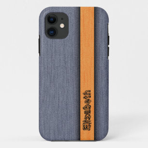 Coques Pour iPhone Grain de bois fabuleux orange et gris