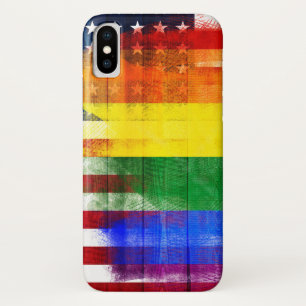 Case-Mate iPhone Case Grain en bois américain et Paintstrokes du drapeau