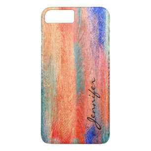 Coque iPhone 7 Plus Grains en bois Vintage coloré Abstrait #4