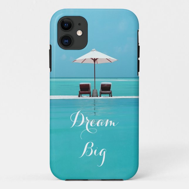 Coques Case-Mate iPhone Grand beau motif rêveur de ciel bleu et de plage (Dos)