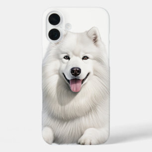 COQUE POUR iPhone 16 PLUS GRAND CHIEN SAMOYEN BLANC FLUFÉ