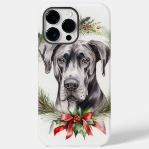 Coque Case-Mate iPhone Grand Dane Noël Wreath Festive Pup