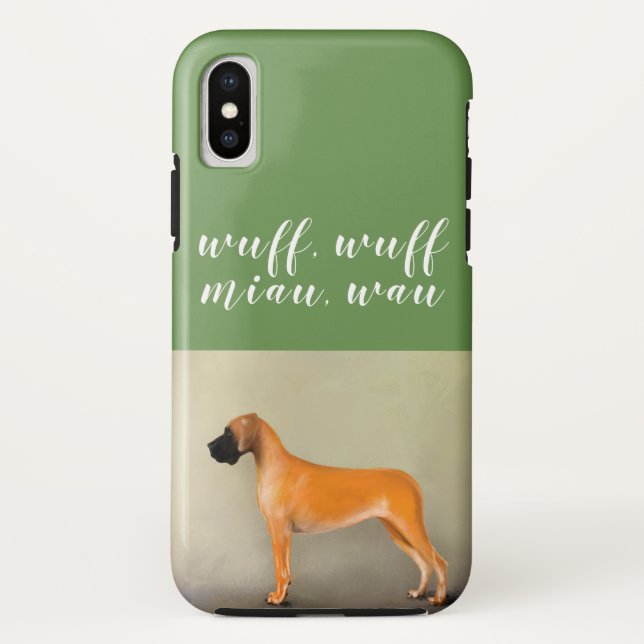 Coques Case-Mate iPhone Grand Danois fauve avec texte (Dos)