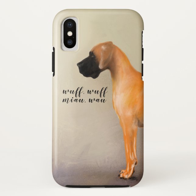 Coques Case-Mate iPhone Grand Danois fauve avec texte (Dos)
