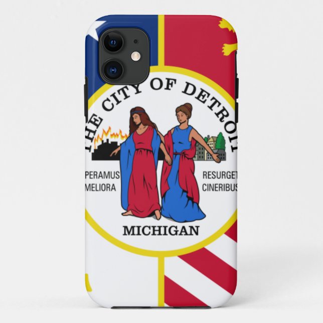 Coques Case-Mate iPhone GRAND Drapeau IMPRIMÉ Détroit (Dos)