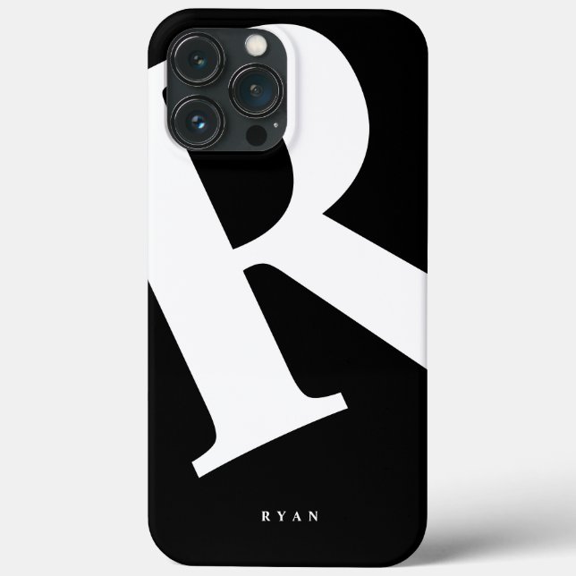 Coques Case-Mate iPhone Grand Initial | Typographie Moderne | Noir (Verso)