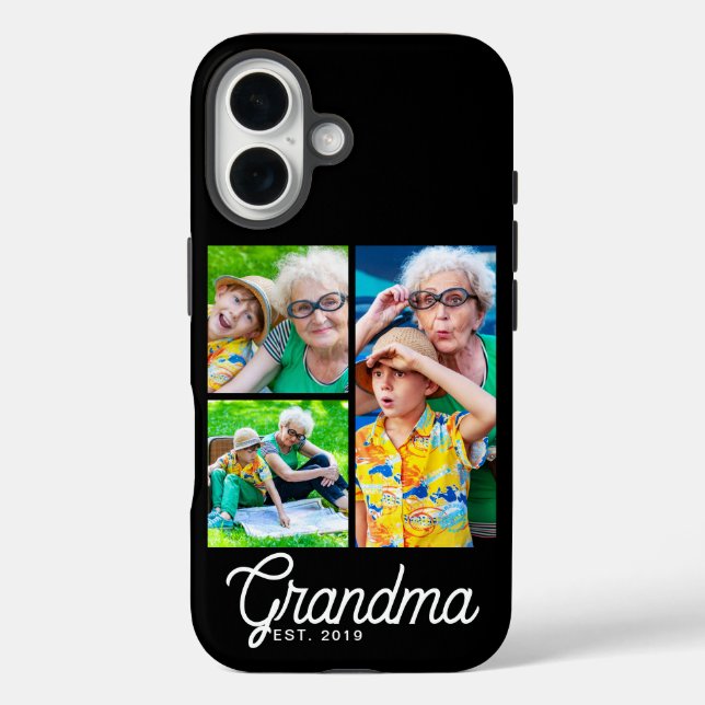 Coques Case-Mate iPhone Grand-mère a établi un script moderne noir 3 Photo (Verso)
