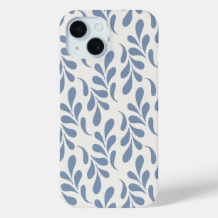 Coque Case-Mate iPhone Grand motif botanique feuille bleu côtier