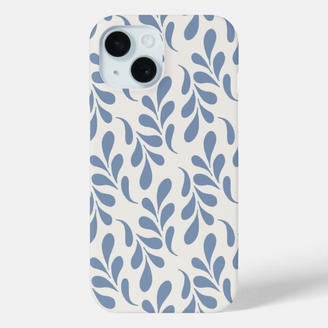 Coques Case-Mate iPhone Grand motif botanique feuille bleu côtier (Verso)