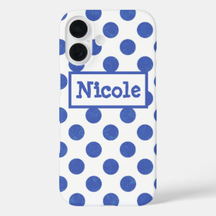 Coque Pour iPhone 16 Grand point Polka bleu moderne