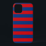 Coque iPhone 12 Mini Grand Thème Nautique Style De Bandes Horizontales<br><div class="desc">Un décor moderne et coloré de rayures horizontales rouges et bleues pour un cadeau personnalisé. Utilisez le lien "Demandez à ce concepteur" pour nous contacter avec vos demandes de design spécial ou pour obtenir de l'aide pour répondre à vos besoins de projet de personnalisation. Une bonne idée cadeau !</div>