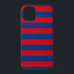 Coque iPhone 12 Mini Grand Thème Nautique Style De Bandes Horizontales<br><div class="desc">Un décor moderne et coloré de rayures horizontales rouges et bleues pour un cadeau personnalisé. Utilisez le lien "Demandez à ce concepteur" pour nous contacter avec vos demandes de design spécial ou pour obtenir de l'aide pour répondre à vos besoins de projet de personnalisation. Une bonne idée cadeau !</div>