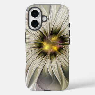 Coque Pour iPhone 16 Grande Fleur d'Ivoire, Art Fractal Moderne Abstrai