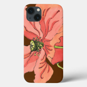 iPhone 13 Coque Grande fleur rose avec l'arrière - plan