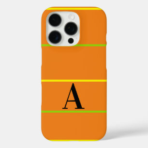 Coque iPhone 16 Pro Grandes bandes vert orange monogramme