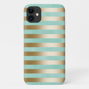Coques Pour iPhone Grandes vertes et dorées à la menthe moderne