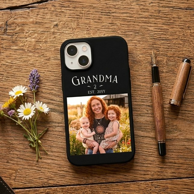 Coques Case-Mate iPhone Grandma Established Custom Name Year Photo Black (Créateur téléchargé)