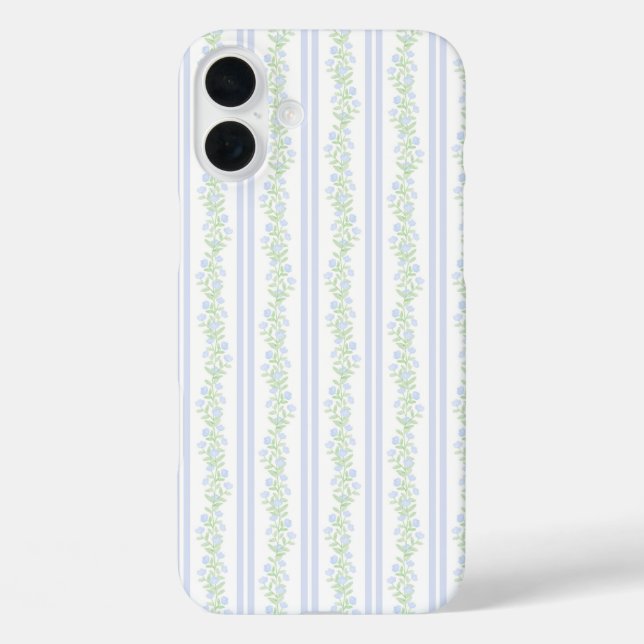 Coques Case-Mate iPhone Grandmillennial Coquette Preppy Blue Floral (Verso)