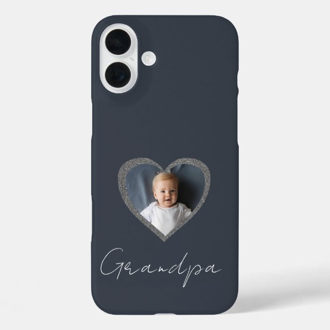 Coques Case-Mate iPhone Grandpa Grey Heart Grandkid Custom Photo  (Verso)