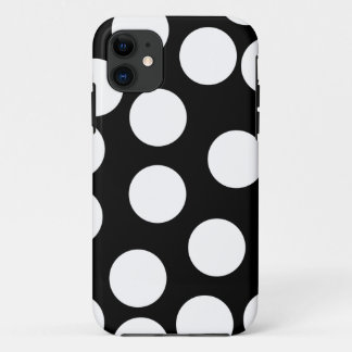 Coque iPhone 11 Grands points en noir et blanc.