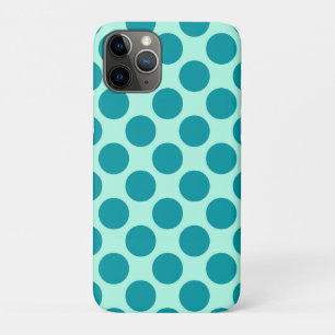 Coques Pour iPhone Grands points rétro - aqua et turquoise