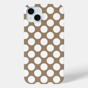 Coque Case-Mate iPhone Grands points rétro - blanc et taupe