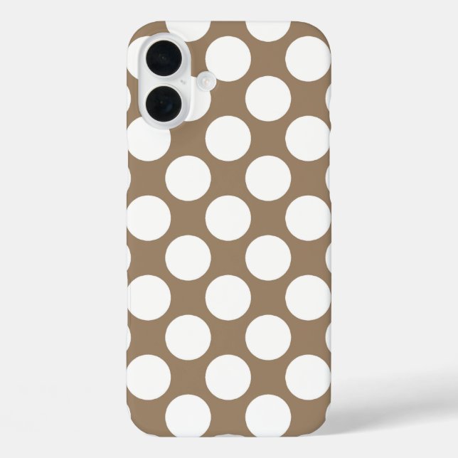 Coques Case-Mate iPhone Grands points rétro - blanc et taupe (Verso)